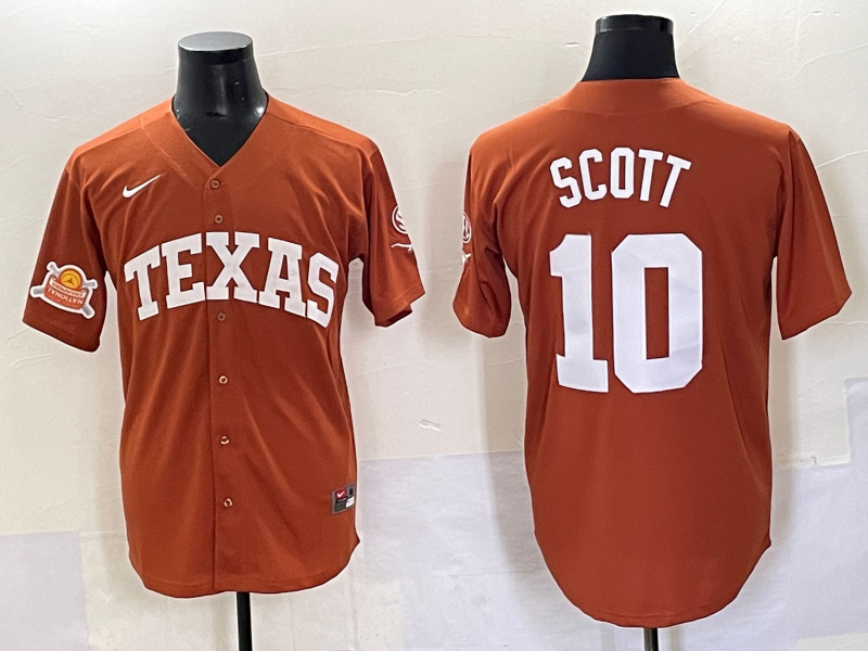 Men Texas Longhorns #10 Scott brown Nike joint Name NCAA 2025 Jersey style 28->ncaa teams->NCAA Jersey